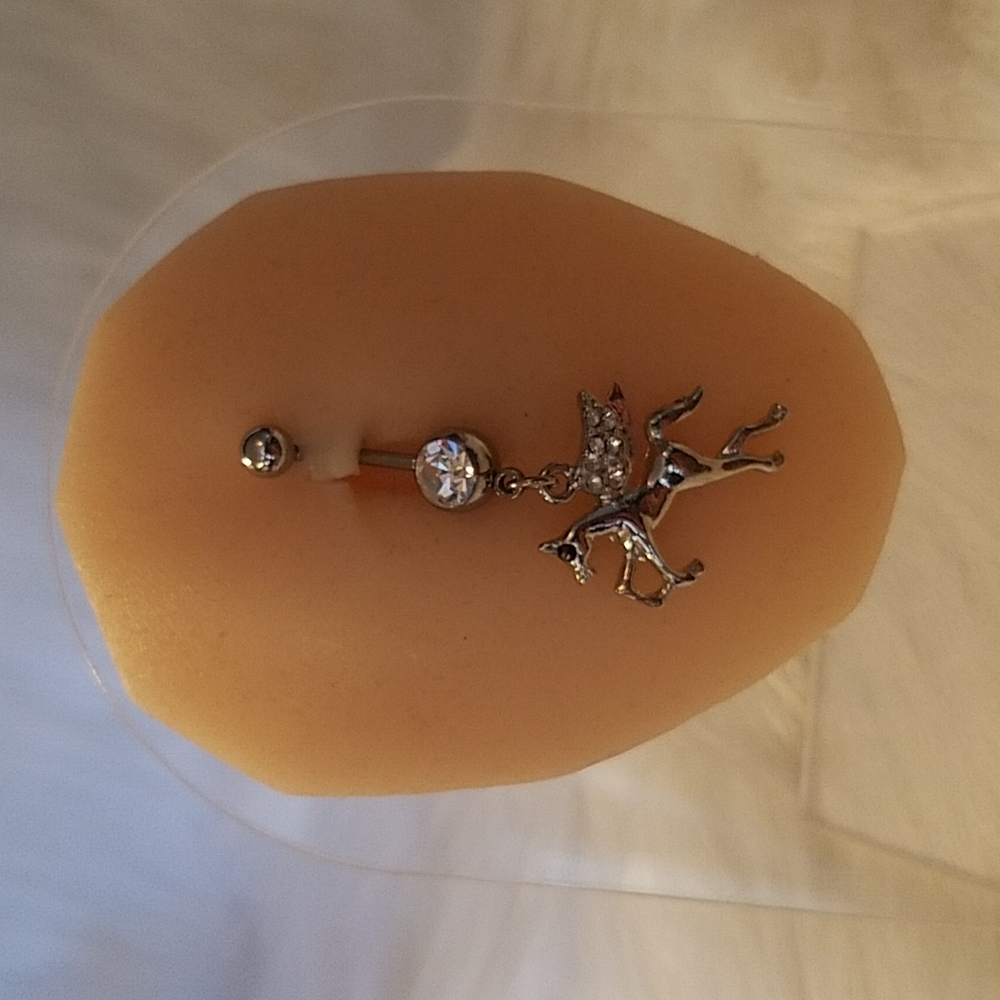 Crystal Dangle Unicorn Belly Ring - image 2